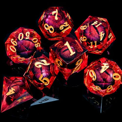 DND Dragon Eye Dice Liquid Core Red Resin Sharp Edged Dice with Gift Box
