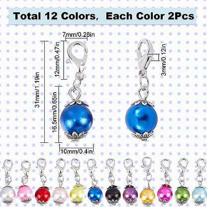1 Box 24Pcs Crochet Stitch Markers Knitting Markers Pearl Knitting Markers Charms Metal Pearl Leverback Knitting Charms for Knitting Weaving Sewing Needleworks Women Adults DIY Crafts (24 Count)