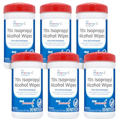 70% Isopropyl Alcohol Wipes [6 pack] (240 Count)