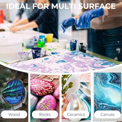 18 Colors 8.45oz Large Volume Metallic Acrylic Pour Paint Kit (152.1 Fl Oz)