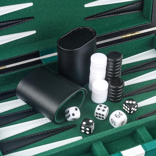 Backgammon Set 2 Players Classic Backgammon Sets for Adults Board Game with Black PU Leather Case Portable and Travel Backgammon Set