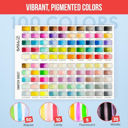 Watercolor Paint Set 100 Vibrant Colors for Adult Beginner Professional