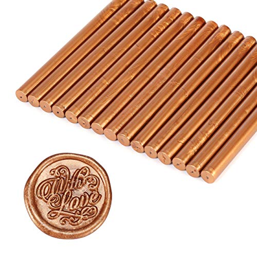 15Pcs Copper Gold Glue Gun Sealing Wax Sticks for Wax Seal Stamp (15 Count)