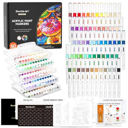 Automatic Ink Control Acrylic Paint Markers (60 Count)