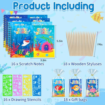 24 Pack Rainbow Scratch Notebook Art Party Favors for Kids