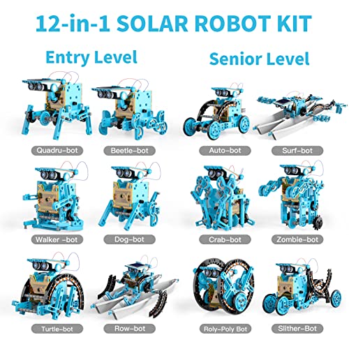 12-in-1 STEM Solar Robot Kit Toys Gifts for Kids 8 9 10 11 12 13 Years Old, Educational Building Science Experiment Set Birthday for Kids Boys Girls
