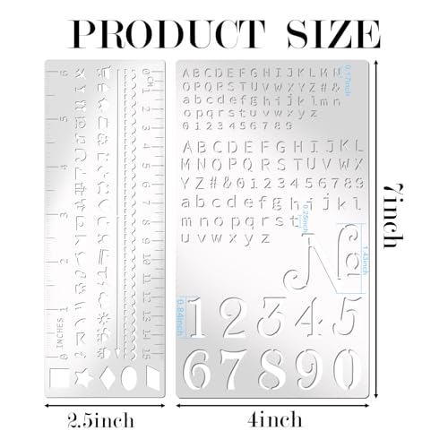 4 Pieces Metal Planner Stencil Journal Engraving Stencils Rustproof Small Letter Metal Stencils for Journaling (4 Count)