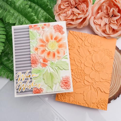 3D Embossing Folder for Card Making Texture Fades Blossom Bloom Floral Plastic Embossing Folder Template for DIY Scrapbooking Paper Card Making Paper Card Embossing Stencil