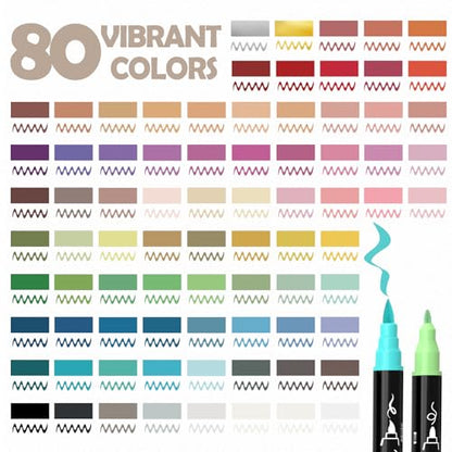 80 Colors Precision Dual Tip Acrylic Paint Markers Pens (80 Count)