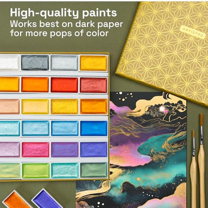 Professional Metallic Watercolor Paint Set for Adults