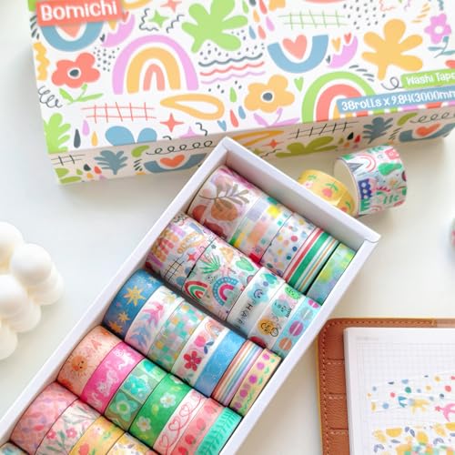 38 Rolls Washi Tape Aesthetic Colored Decorative