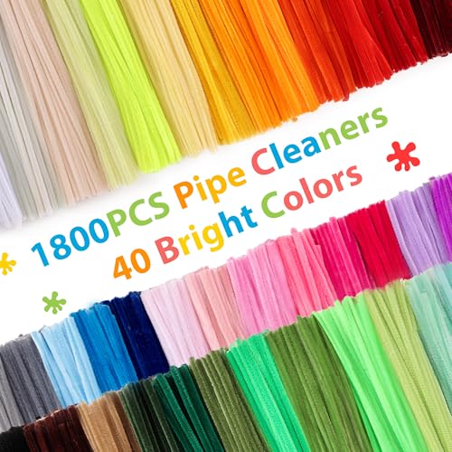 1800 Pieces Pipe Cleaners Bulk for Crafts (1800 Count)
