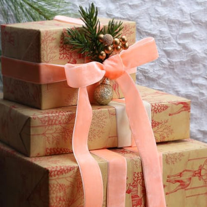 Peach Pink Velvet Ribbon