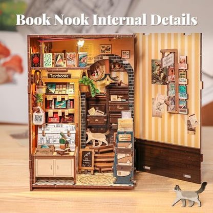Book Nook Kit DIY Miniature House with Cat