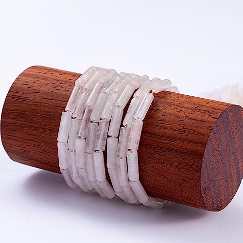 Natural Rose Quartz Crystal Cylinder Tube Beads 4x13mm 38cm (28 Count)