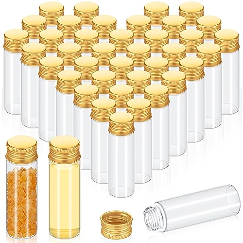 100 Pcs Small Clear Vials Spice Mini Jars with Lids Mini Glass Bottles with Screw Aluminum Metal Caps Tiny Jars Sample Containers for Powder Cream Cosmetic Jewelry Wedding (100 Count)