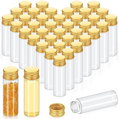 100 Pcs Small Clear Vials Spice Mini Jars with Lids Mini Glass Bottles with Screw Aluminum Metal Caps Tiny Jars Sample Containers for Powder Cream Cosmetic Jewelry Wedding (100 Count)