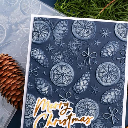 3D Christmas Theme Plastic Embossing Folders Lemon Pine Nut for DIY Scrapbooking Photo Album Card Paper Craft Decoration for Card Making