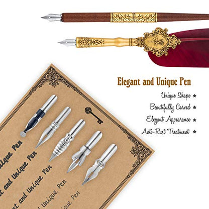 Feather Pen and Ink Set Calligraphy Fountain Dip Pens (22 Count)