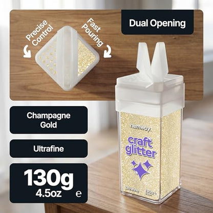 Craft Glitter Shaker Champagne Gold 130g Ultrafine (4.5 Ounce)