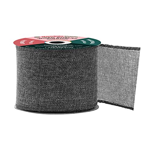 3 Inch Wide Gray Wired Burlap Ribbon for Crafts