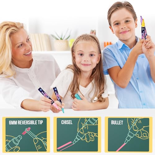 Chalk Markers 8 Pastel Colors Set for Blackboard & Glass Surfaces (8 Count)