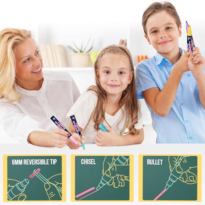 Chalk Markers 8 Pastel Colors Set for Blackboard & Glass Surfaces (8 Count)
