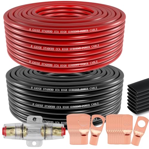 100FT 8 Gauge Wire Copper Clad Aluminum CCA Black (100 Foot)