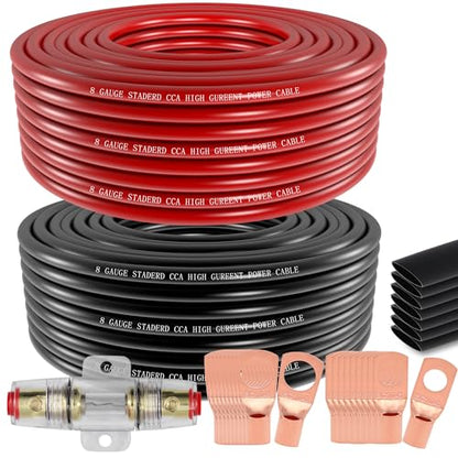 100FT 8 Gauge Wire Copper Clad Aluminum CCA Black (100 Foot)