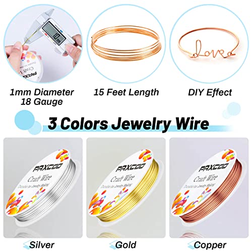 3 Pack Jewelry Wire Craft Wire 18 Gauge Tarnish Resistant Beading Wire for Jewelry Making Supplies and Crafting (45 Foot)