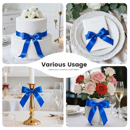 1-1/2 Inch 100 Yards Satin Ribbon Royal Blue, Solid Color Fabric Ribbon for Gift Wrapping, Wedding, Polyester Gift Ribbon for Birthday Party Decoration, Craft, Hair, Floral, Sewing (300 Foot)