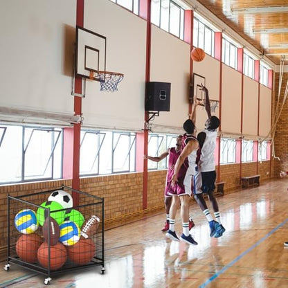 Ball Storage 22.83" Basketball Cart With Wheels Garage Volleyball Storage Sport Equipment Holder Organizer For Indoor Outdoor