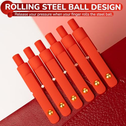 6 Pcs Red Ink Pens for Journaling 0.5mm Fine Point Red Gel Ink Pens (6 Count)