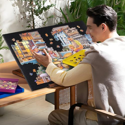 Foldable Jigsaw Puzzle Board with 3 Angle Adjustable Bracket