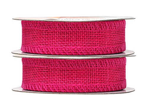 1 Inch Wide Hot Pink Burlap Ribbon for Crafts (120 Feet)