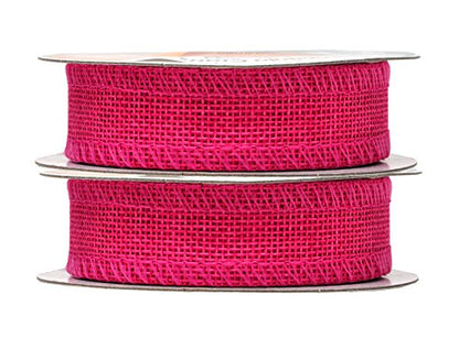 1 Inch Wide Hot Pink Burlap Ribbon for Crafts (120 Feet)