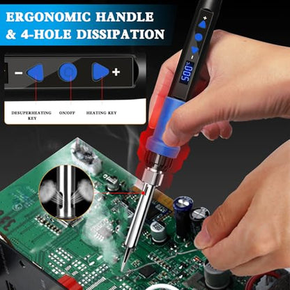 908D Blue 80W Adjustable Temperature Soldering Iron Kit