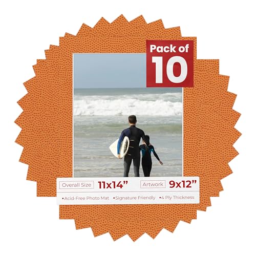 Pack of TEN 11x14 Mats Bevel Cut for 9x12 Photos (10 Count)