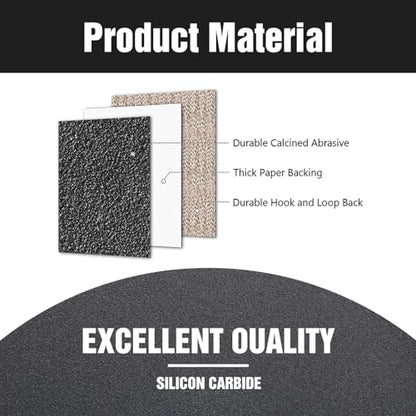 100 Pcs 5 inch Wet Dry Sanding Discs Grit 180 Hook and Loop 8 Hole Silicon Carbide Orbital Sander Sandpaper (100 Count)