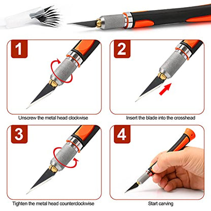 Precision Hobby Knife Set Utility Craft Knife Kit with 10PCS Blades for Art
