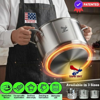 Food Grade 24 Qt Stainless Steel Canning Pot with Rack and Lid