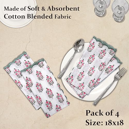 Embroidery Napkins Kitchen Towels Table Decor Table Linen Cotton Napkins Cloth Napkins Set of 4 (4.2329 Ounce)