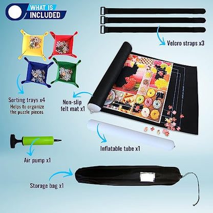 Black 1500 Pieces Jigsaw Puzzle Mat Roll Up (1500 Count)