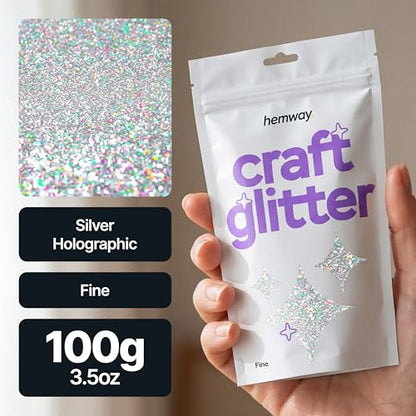 Craft Glitter Silver Holographic 100g Fine Glitter (3.5 Ounce)