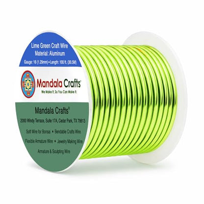 16 Gauge Lime Green Anodized Aluminum Craft Wire