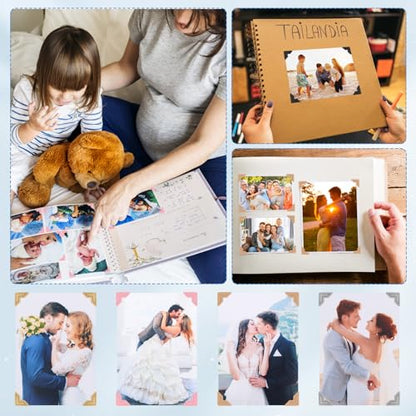 15 Sheets 360 PCS Cowhide Photo Corners Notebook (360 Count)