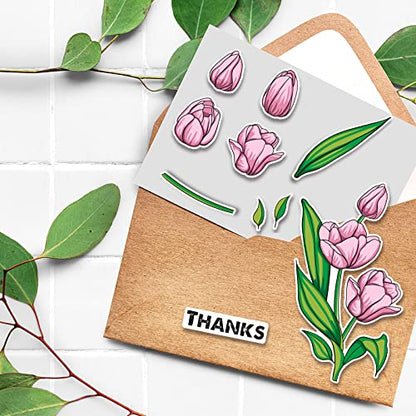Realistic Tulips Stamps and Dies and Layering Coloring Stencil Set