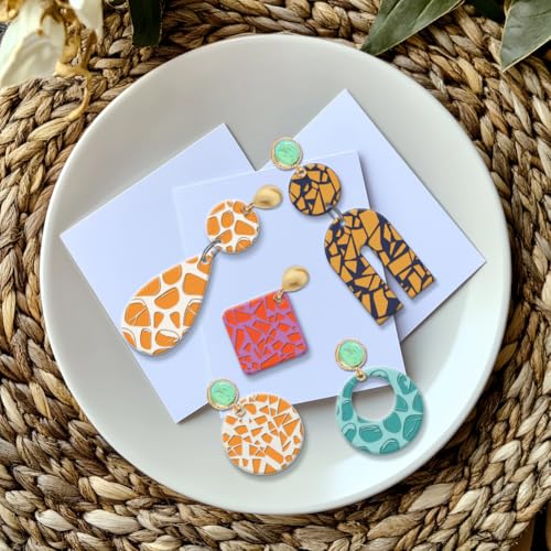 Tile Pattern Polymer Clay Texture Sheets Pebble Texture Silicone Clay Texture Stamp Clay Modeling Pattern Pad Texture Sheets for Earrings Jewelry Making