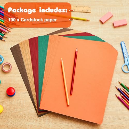100 Sheets 5 Shades Cardstock Paper (100 Count)