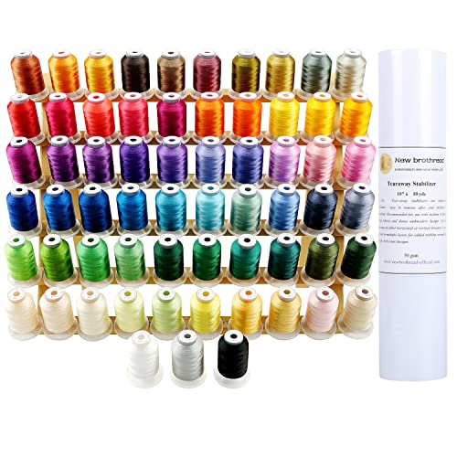 63 Colors Thread Kit +10"x10yd Tearaway Embroidery Stabilizer
